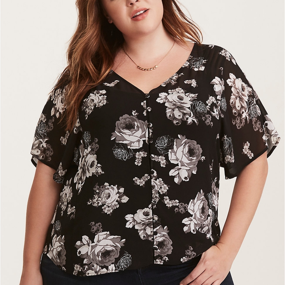 Torrid Floral Chiffon Dolman Top